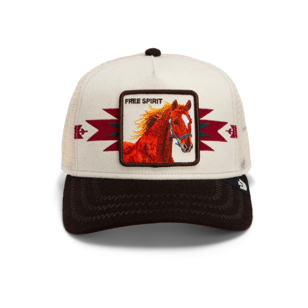 Goorin Bros Free Spirit Trucker Cap – Cream & Maroon Southwestern