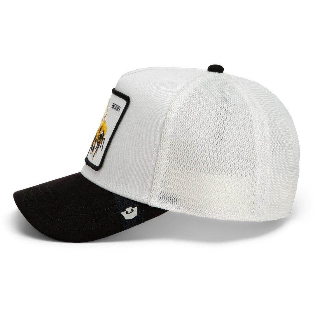 Goorin Bros Boss Trucker Cap – White & Black Suede