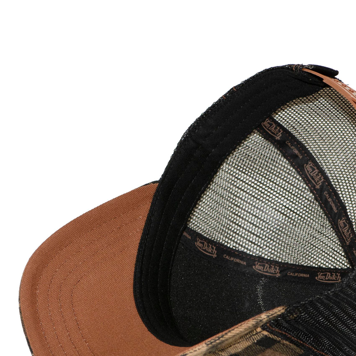 VON DUTCH Trucker Cap – Brown Plaid Flannel Edition