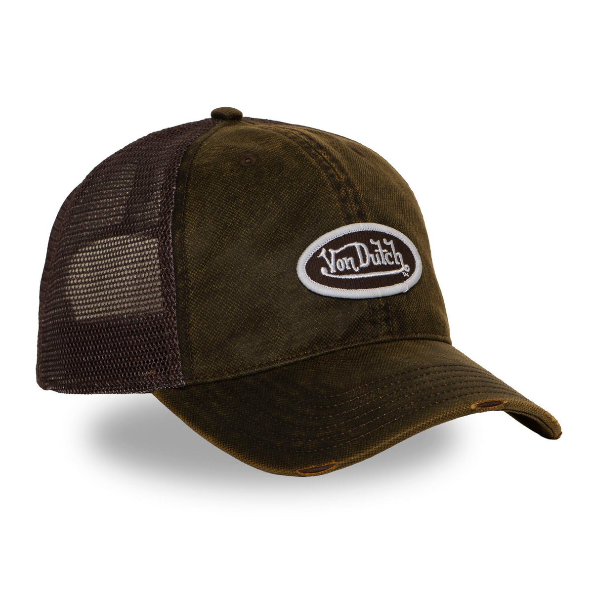 VON DUTCH Trucker Cap – Olive & Brown Mesh Edition