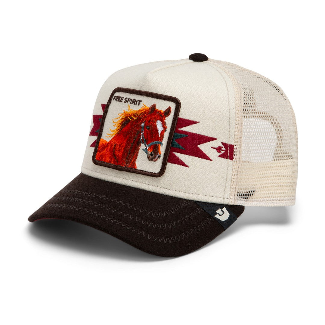 Goorin Bros Free Spirit Trucker Cap – Cream & Maroon Southwestern