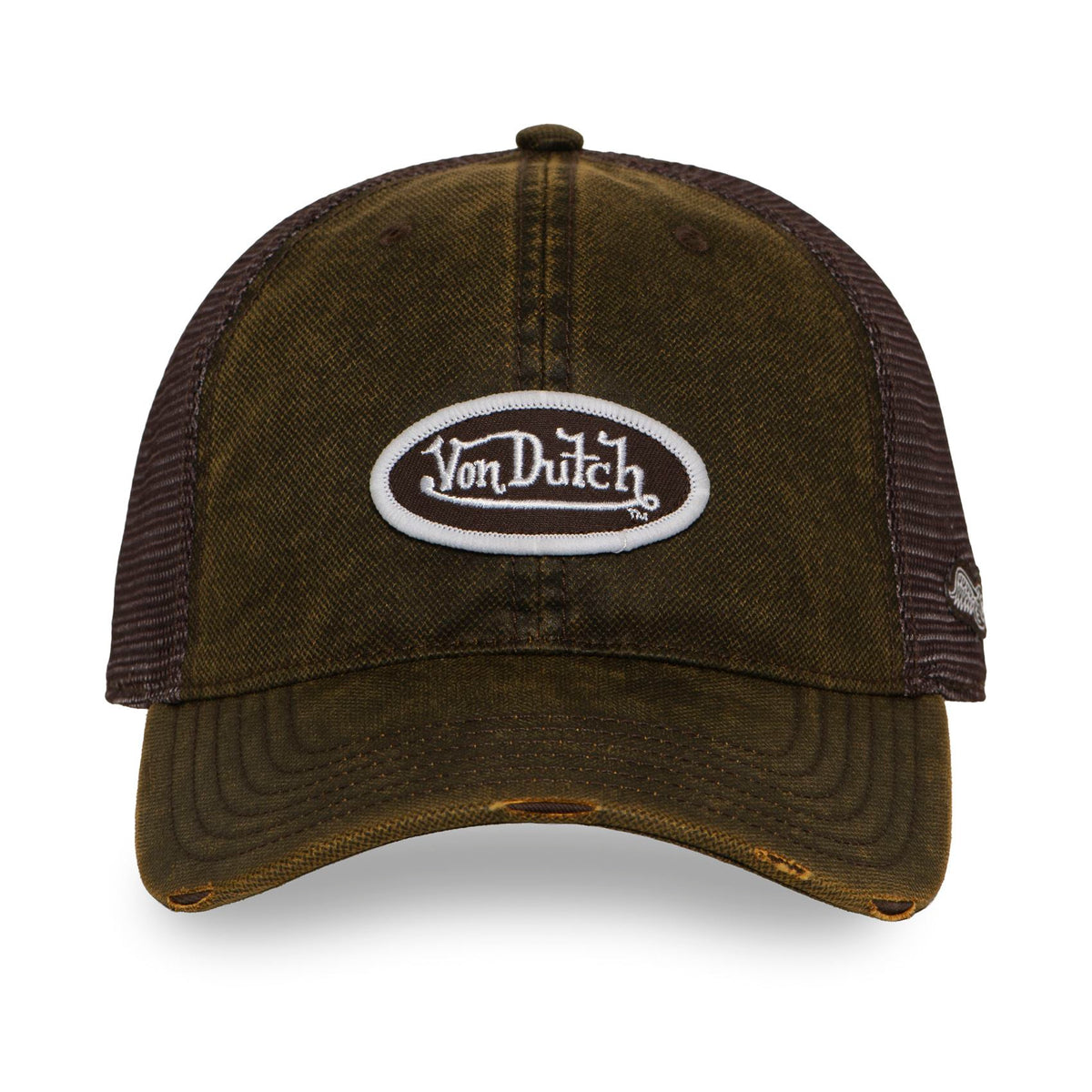 VON DUTCH Trucker Cap – Olive & Brown Mesh Edition
