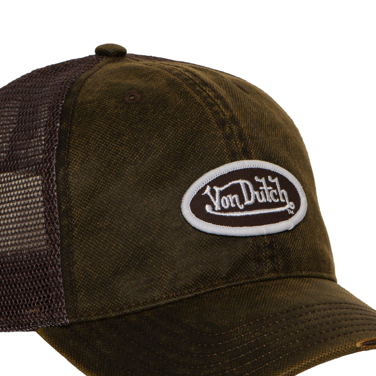 VON DUTCH Trucker Cap – Olive & Brown Mesh Edition