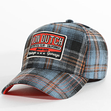 VON DUTCH Baseball Cap – Blue & Orange Plaid Garage Edition