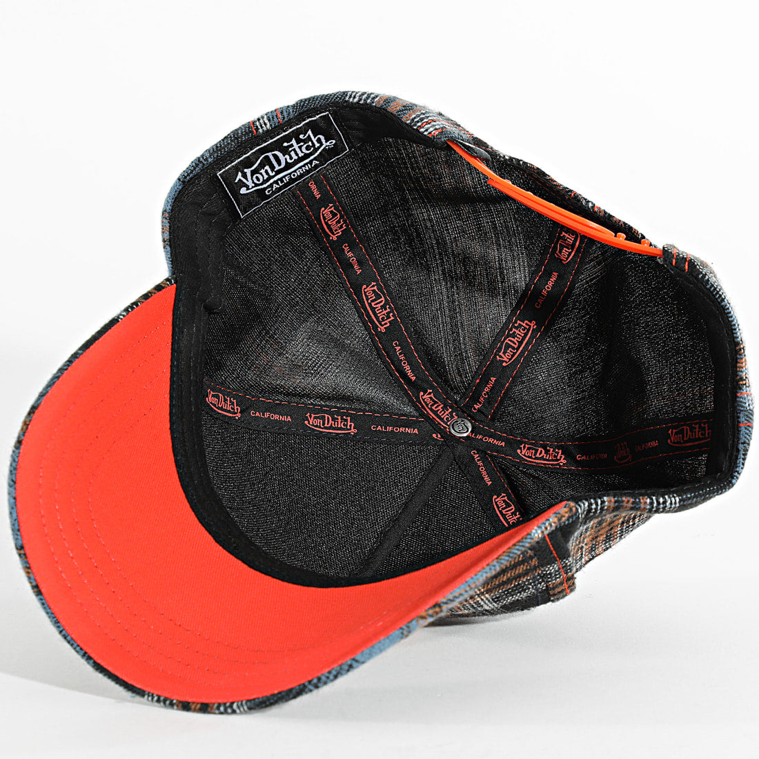 VON DUTCH Baseball Cap – Blue & Orange Plaid Garage Edition